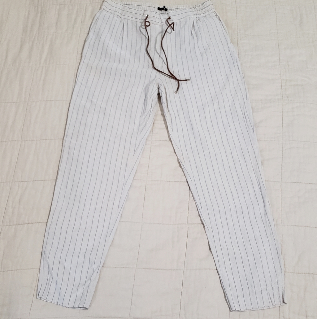 Nwot Massimo Dutti Linen Blend Pants Ivory And Black Size 6 — image 6 of 8
